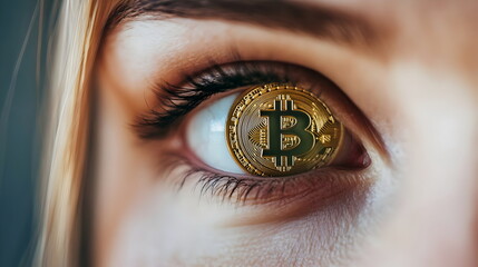 Bitcoin Cryptocurrency Eye Symbolism Vision Wealth Future Innovation Technology