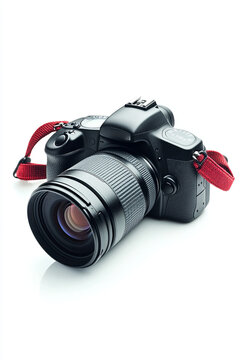 Compact camera with a zoom lens on a white background