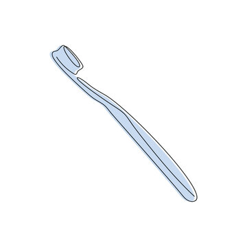recommend clip art: Toothbrush in one continuous line in color. One line drawing, minimalism. Vector illustration.