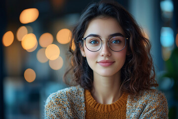 Portrait of a Smiling Woman with Glasses