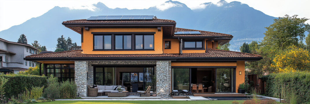 Modern home with a mountain view