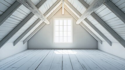 Obraz premium Creative interior design background template featuring a blank attic space area for innovative home interiors
