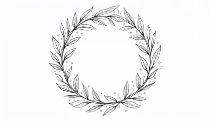 Elegant black and white wreath design with leaves and delicate details for versatile seasonal decor