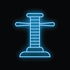 Blue neon sign depicting a vintage tower viewer on a black background, perfect for evoking nostalgia and tourism