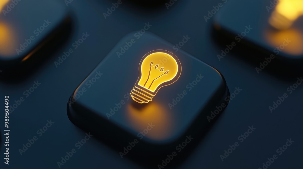 Poster toggle switch buttons featuring an idea light bulb icon symbolizing creativity and problem solving r