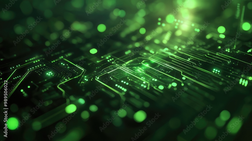 Aufkleber abstract representation of green technology and information circuits showcasing future innovation in