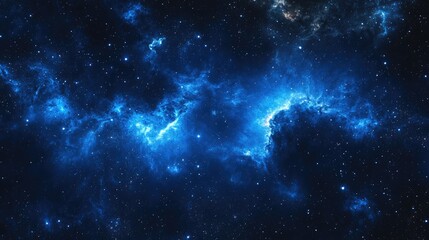 Abstract blue galaxy with starry sky and nebula creating a conceptual illustration of cosmic beauty