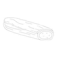 Hand drawn eclair cookie. Vector illustration of bakery product. Black and white drawing for menu, packaging and label