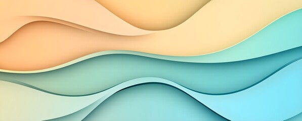 Abstract Wavy Background in Blue and Beige Tones