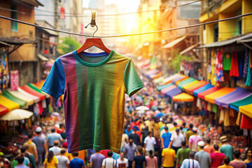 3D Mockup Displaying a Hanging T-shirt Against a Realistic Background.