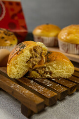 Freshly baked traditional bread nusantara roti sobek chocolate