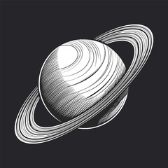 Vintage Hand-Drawn Vector Art of Planet Rings © ImageryPlanet