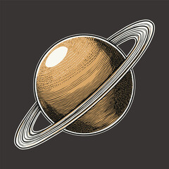 Vintage Hand-Drawn Vector Art of Planet Rings © ImageryPlanet