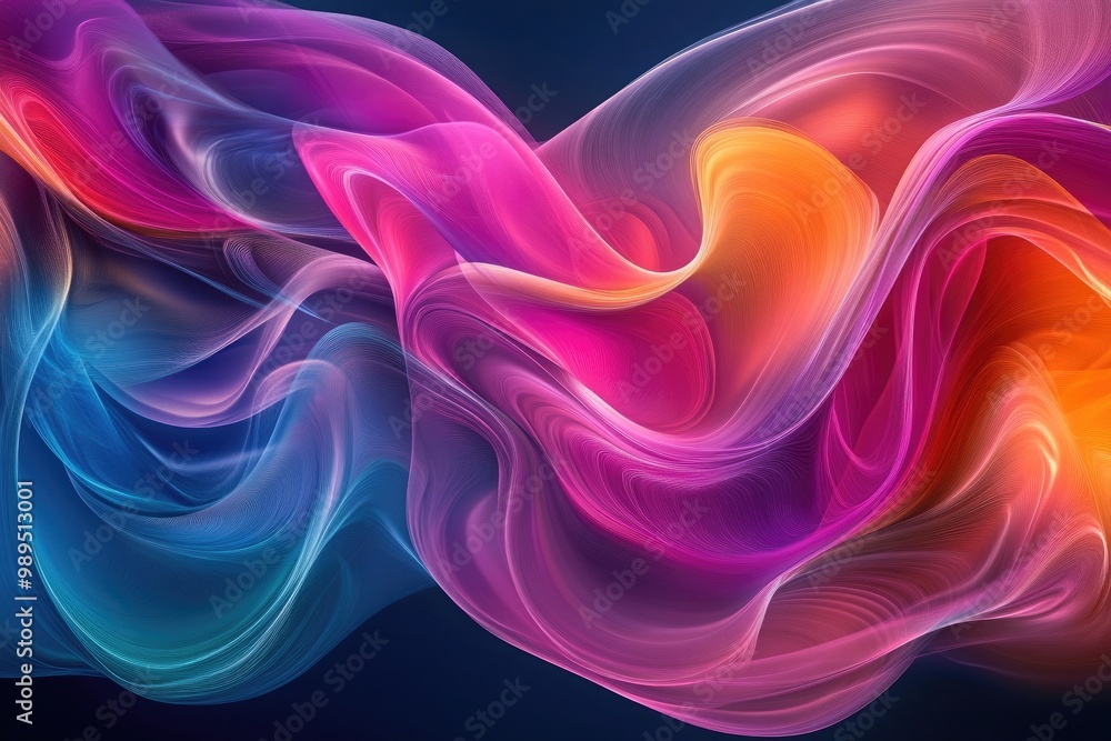 Poster stunning swirling wave of vibrant color gradients against a dark backdrop 3d illustration with intri