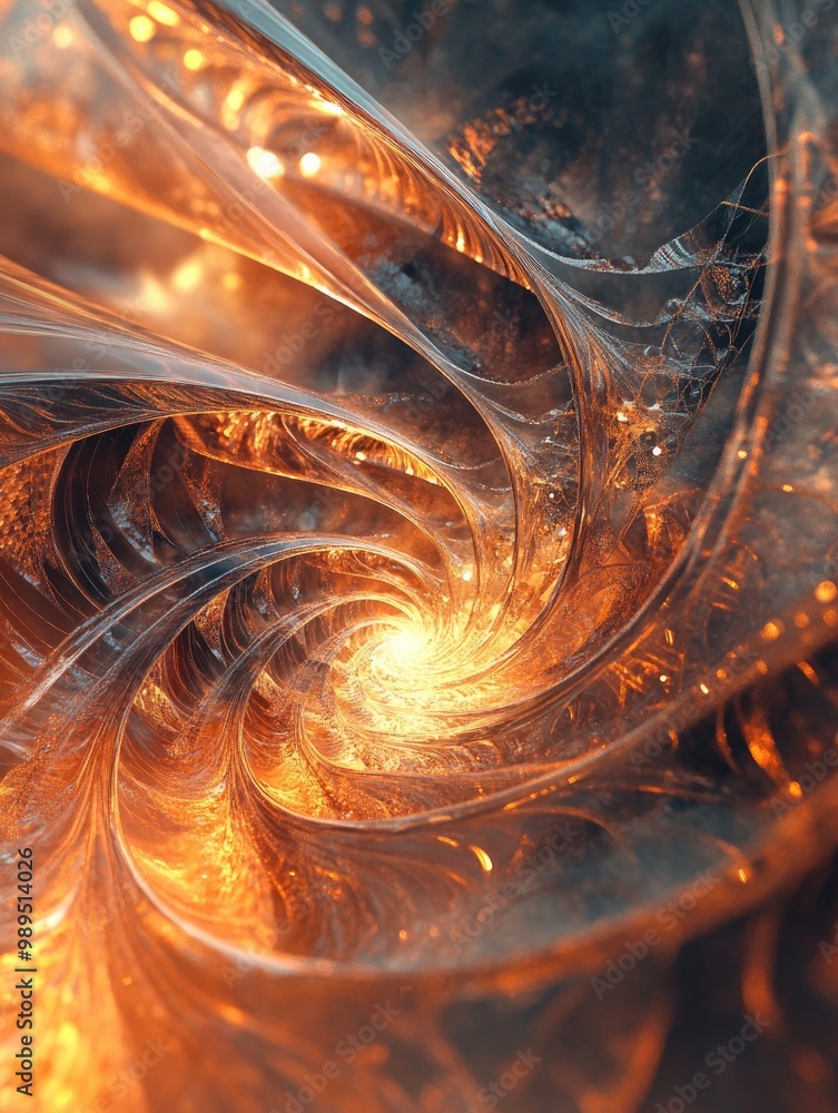 Poster fantasy 3d abstract fractal light rendering in a manual style