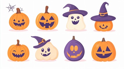 Fototapeta premium halloween pumpkins set
