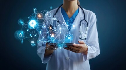 Medical social network, Global methods of treatment in medicine. Network concept background.