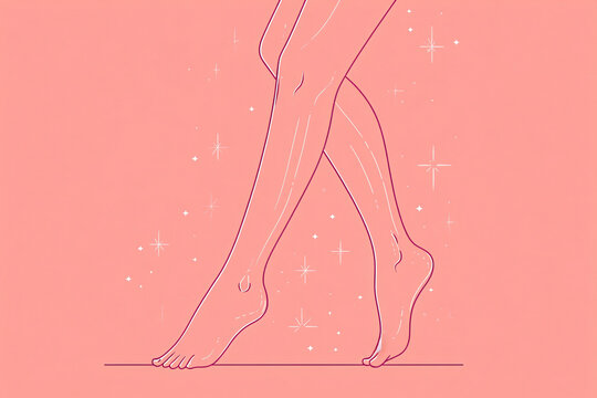 pink legs walking, sparkling, minimalist style clip art preview