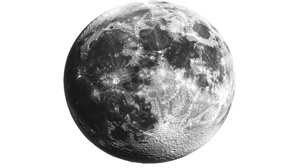 Naklejka premium Detailed full moon, isolated, transparent background, png.