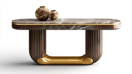 Luxury console table with marble top and brass frame