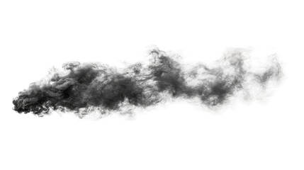 Horizontal Puff of Gray Smoke Isolated on Transparent Background