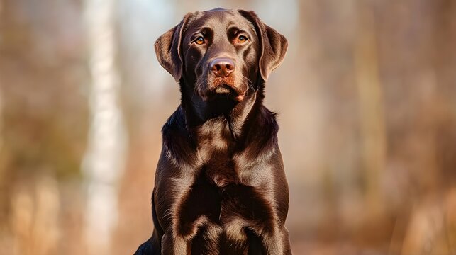 A Labradinger dog sitting on a , showcasing its unique coat and friendly expression