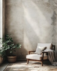 Vintage Bohemian Living Room Interior with Classic Furniture and Art Decor