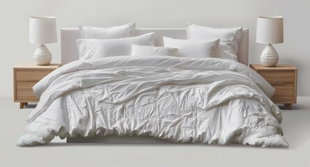 Close-Up View of Modern Bed Isolated on White Background