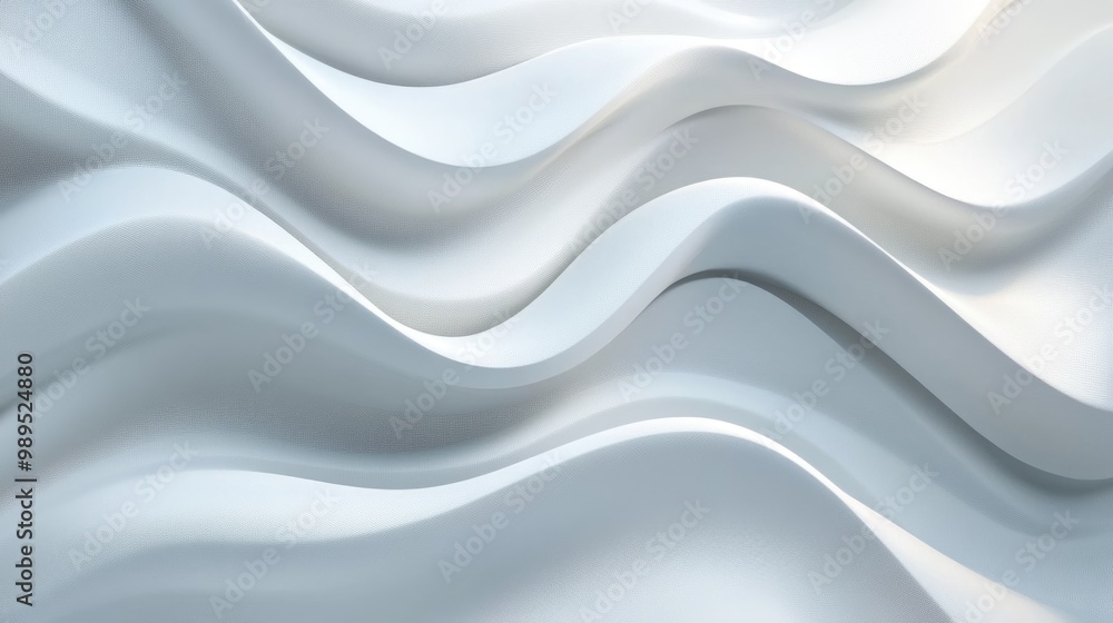 Poster soft wavy abstraction. minimalistic 3d rendering of geometric white wave