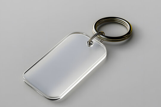 White Empty Acrylic Keychain 3D Realistic Mockup