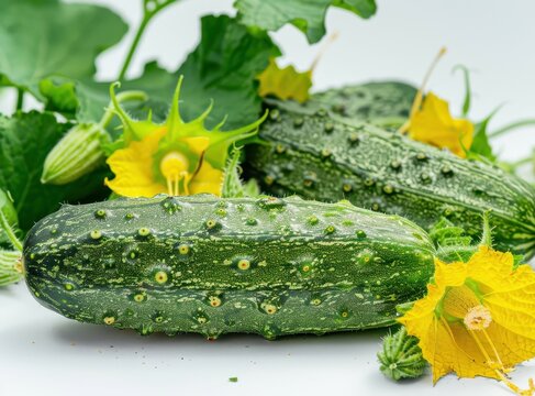 Armenian cucumber on a white backdrop