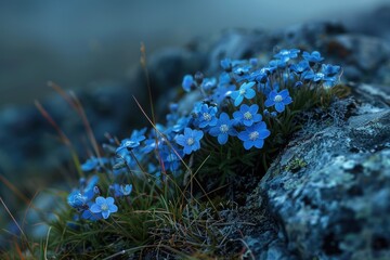 Close up of alpine forget me not
