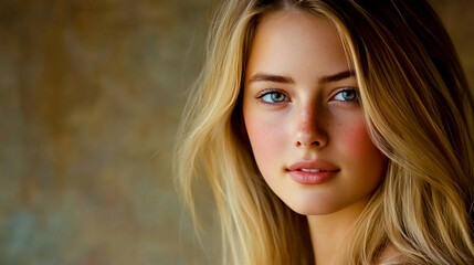 Naklejka premium Portrait of young, beautiful blonde female.