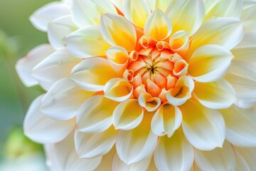 Close up photo of a white red dahlia on a beautiful floral background for a holiday card