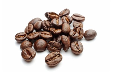 Fototapeta premium Coffee beans roasted on white surface