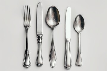 Cutlery set on white background with clipping path