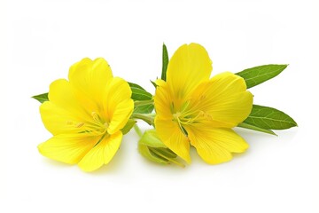 Evening primrose flower on white background