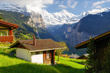 Beautiful mountain landscape in the Swiss Alps.