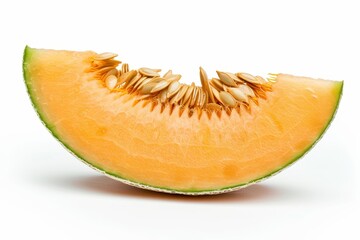 Japanese melon orange melon or cantaloupe with seeds on white background