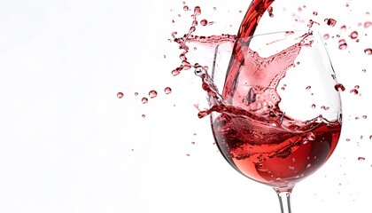 Red wine is poured into a clear glass.