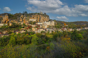 Fototapeta premium Soft focus on Pilgrimage village of Rocamadour on cliff , Midi-Pyrenees, France