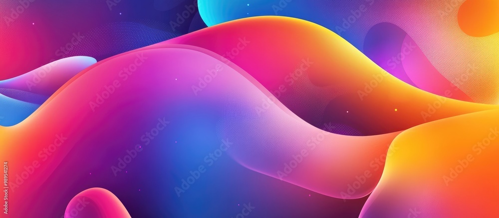 Poster Surrealist backdrop created with abstract shapes Features a vibrant mix of colors using mesh gradients and transparency