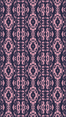 Fototapeta premium Seamless repeating pattern of intricate, geometric shapes. A deep navy blue and a soft pink. Interconnected shapes, creating a complex and visually interesting tapestry. Kaleidoscope abstract. 