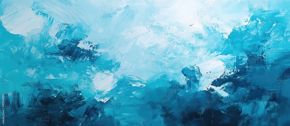 Poster abstract art featuring various shades of blue emphasizes this color as a key element in designing a 