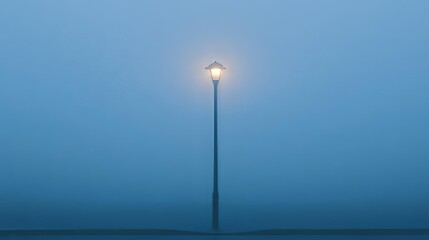 Street Light in Foggy Cityscape - Minimalist Urban Photography