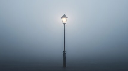 Street Lamp in Foggy Cityscape - Minimalist Photography