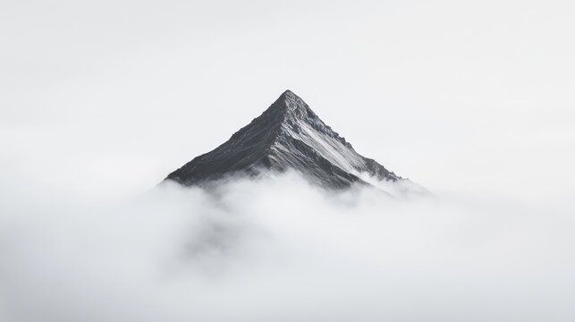 Majestic Mountain Peak Emerging From Clouds: A Breathtaking Landscape