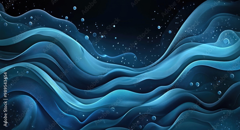 Poster fluid blue waves. abstract flowing wave pattern for modern background design