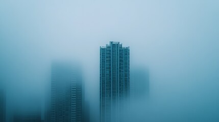 Fototapeta premium Tall Skyscraper Emerging From Fog in City