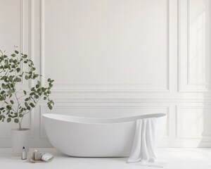 Minimalist Scandinavian Bathroom Interior with White Walls and Cozy Design